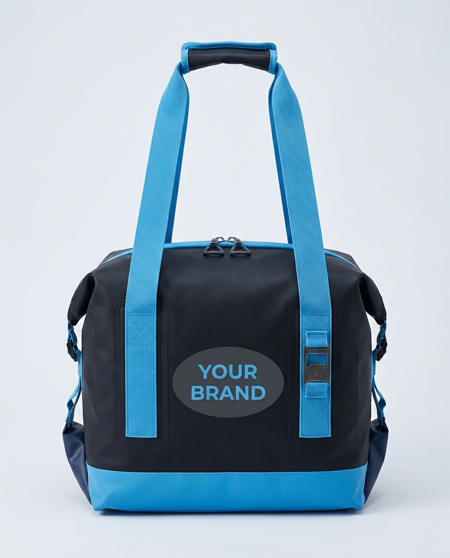 Yellow Zulia cooler/duffel bag with eagle emblem — front