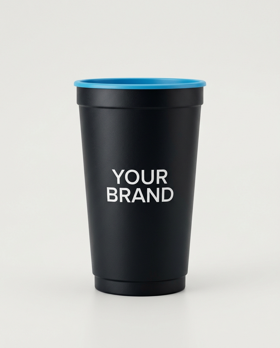 A reusable plastic stadium cup