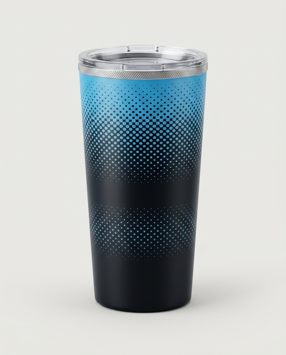 Color-changing tumbler — after (Sky pattern revealed)
