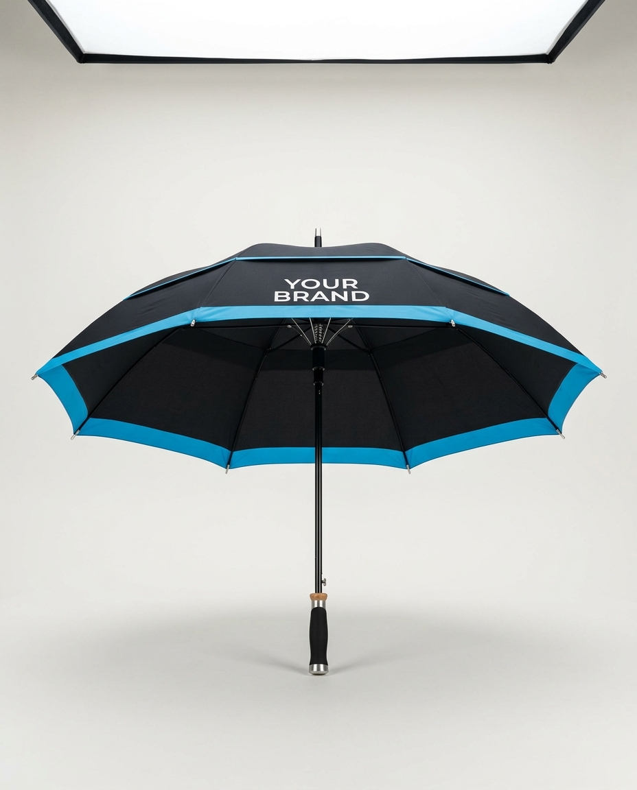 A large golf umbrella, open