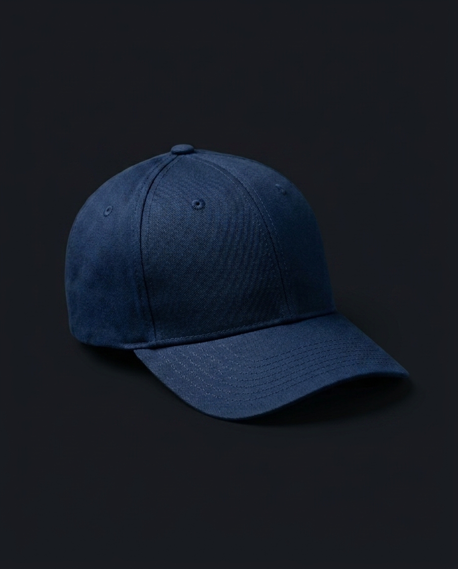 Structured six-panel baseball cap, capability example